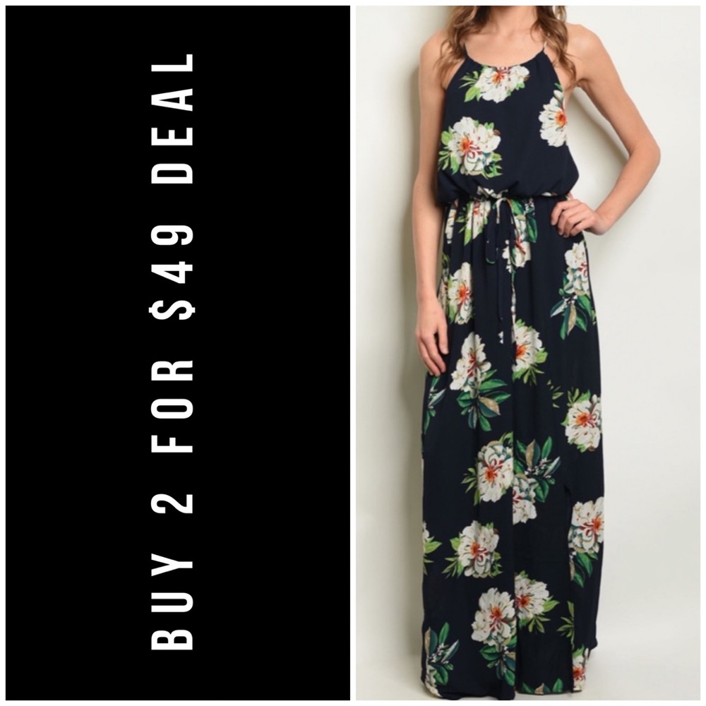 ☀️NAVY FLORAL MAXI DRESS